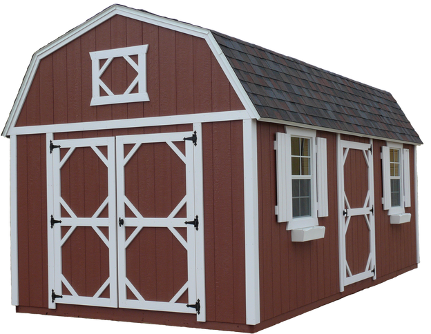 Lofted Barn with LP SmartSide painted Brick red and merlot shingles