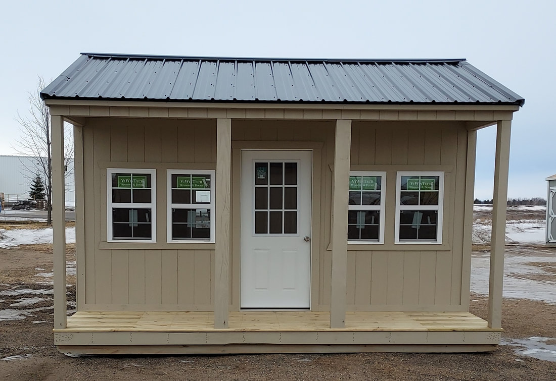 10x20 Cabin with Mission Brown Shingled Roof and LP SmartSide siding Stained Haley Driftwood